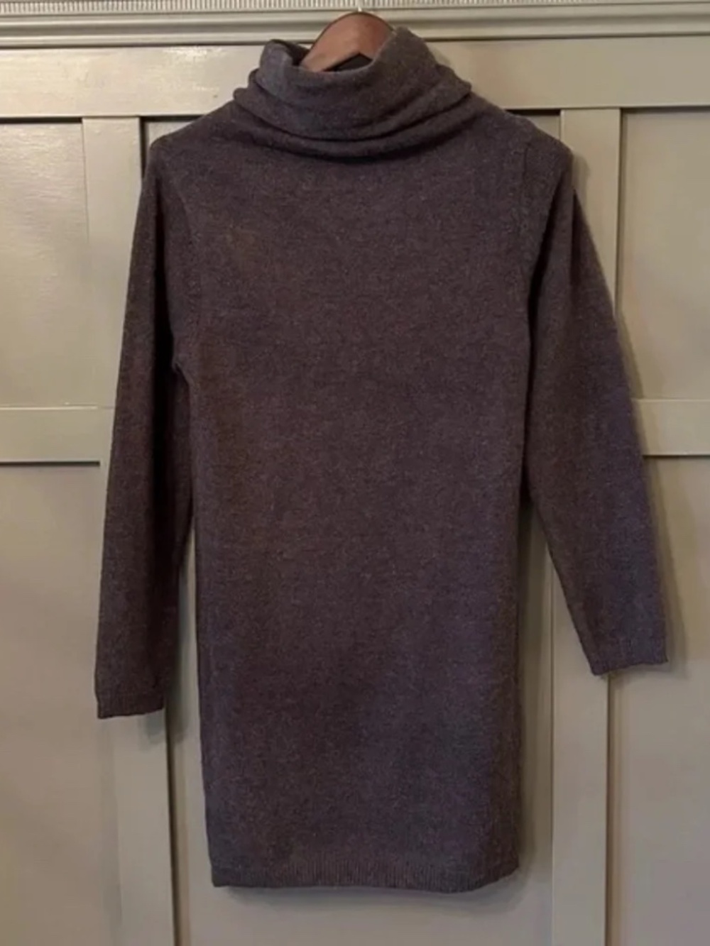 Molly Bracken Turtleneck Sweater Dress Super Soft Knit Taupe Gray Brown Small